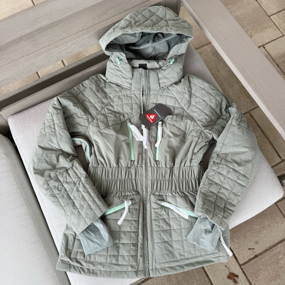 NWT Free People FP Movement All Prepped Ski Quilted Jacket Green Gray XL - Picture 13 of 14